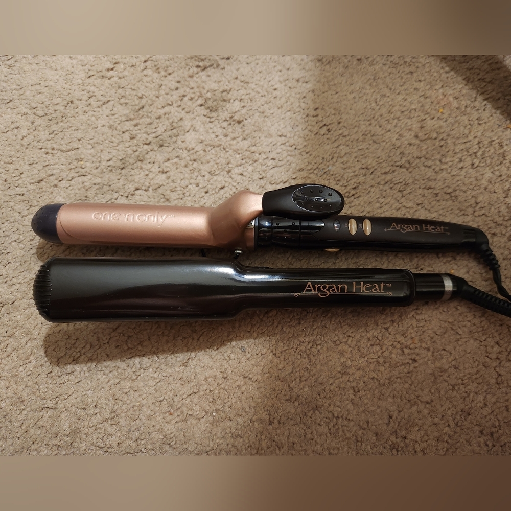ARGAN HEAT 1 1/2 FLAT IRON & CURLING IRON-FOR WOMEN OR MEN-BRAND NEW-NWOT